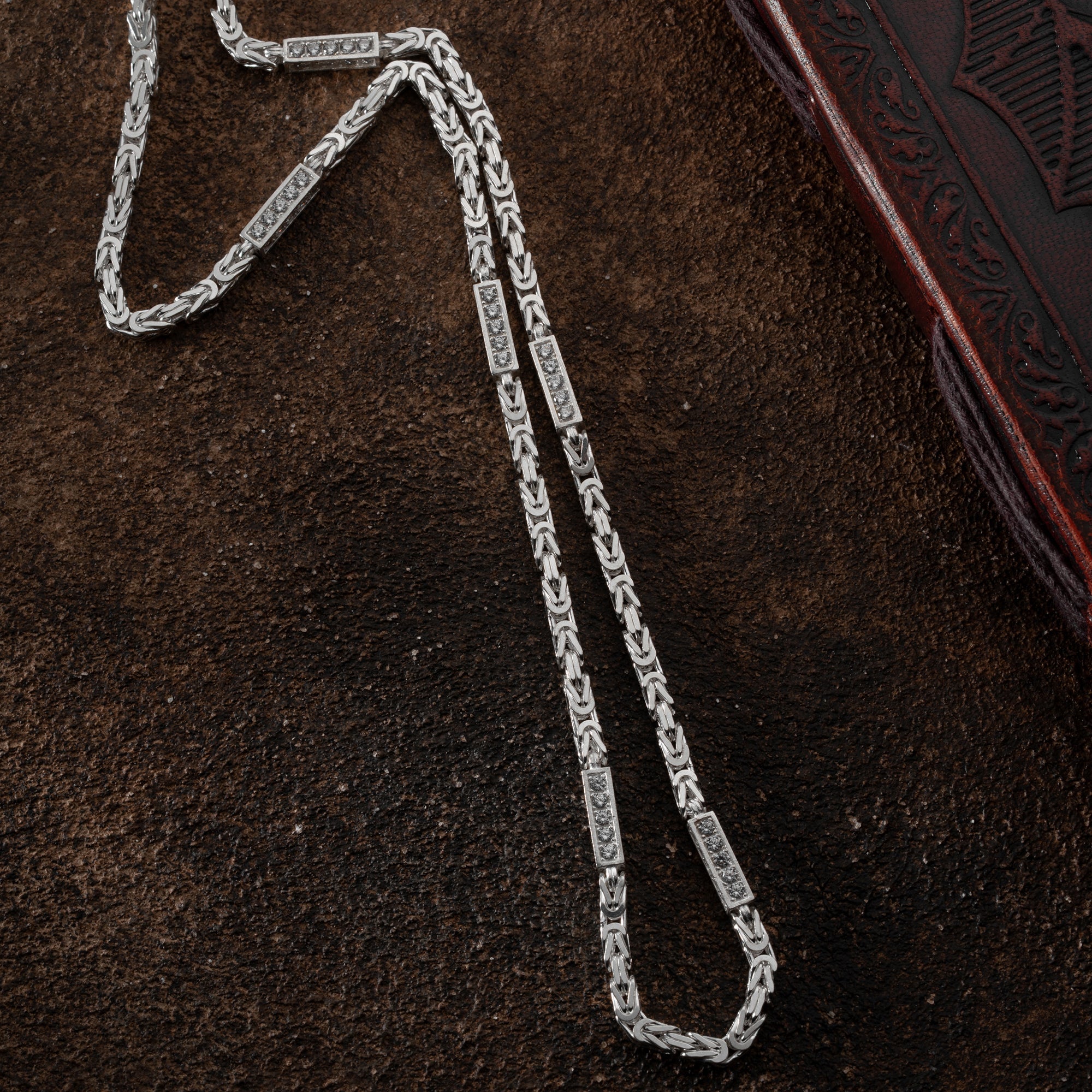 925 Silber Königskette mit Strasssteinen, elegante Halskette von Ketten Boss, glänzende Schmuckkette für Damen