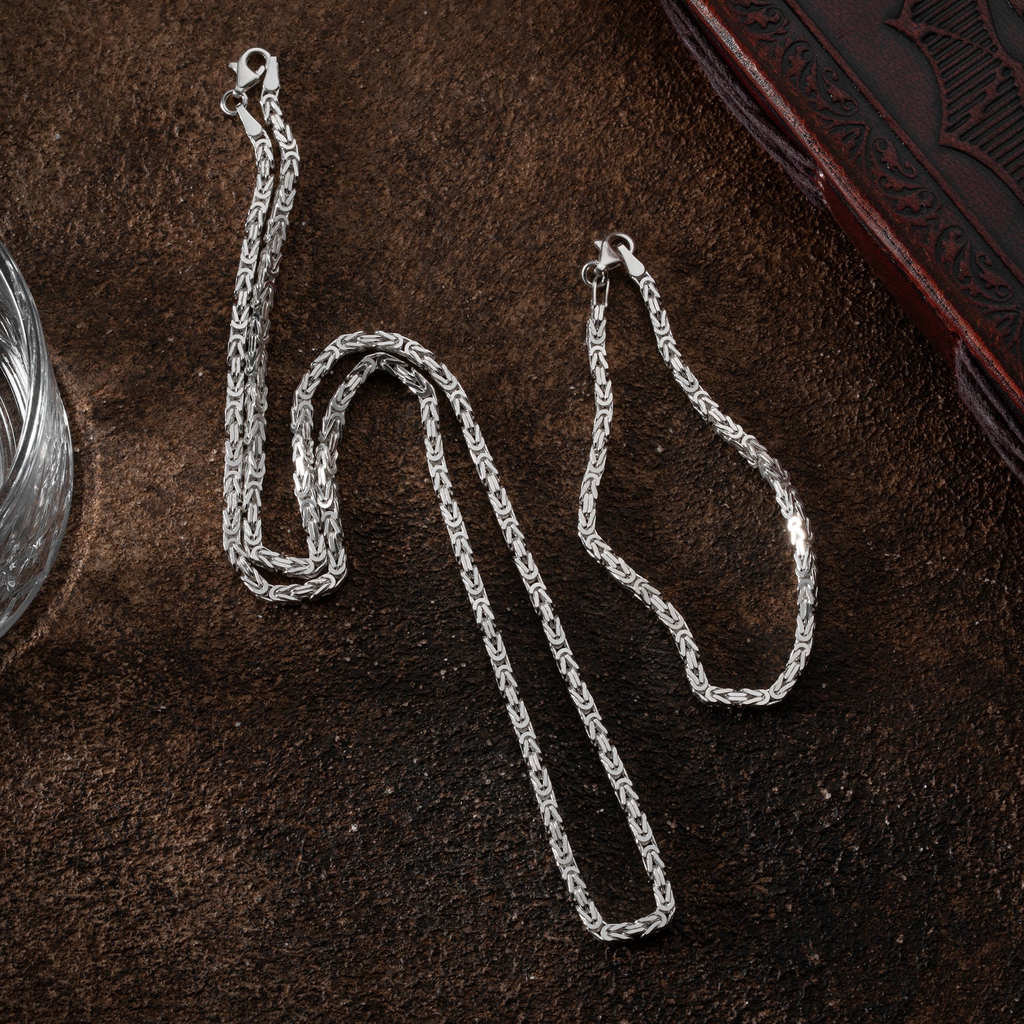 925 Silber Königskette 4 mm Glanz Set von Ketten Boss, langlebige und elegante Halskette in glänzendem Design