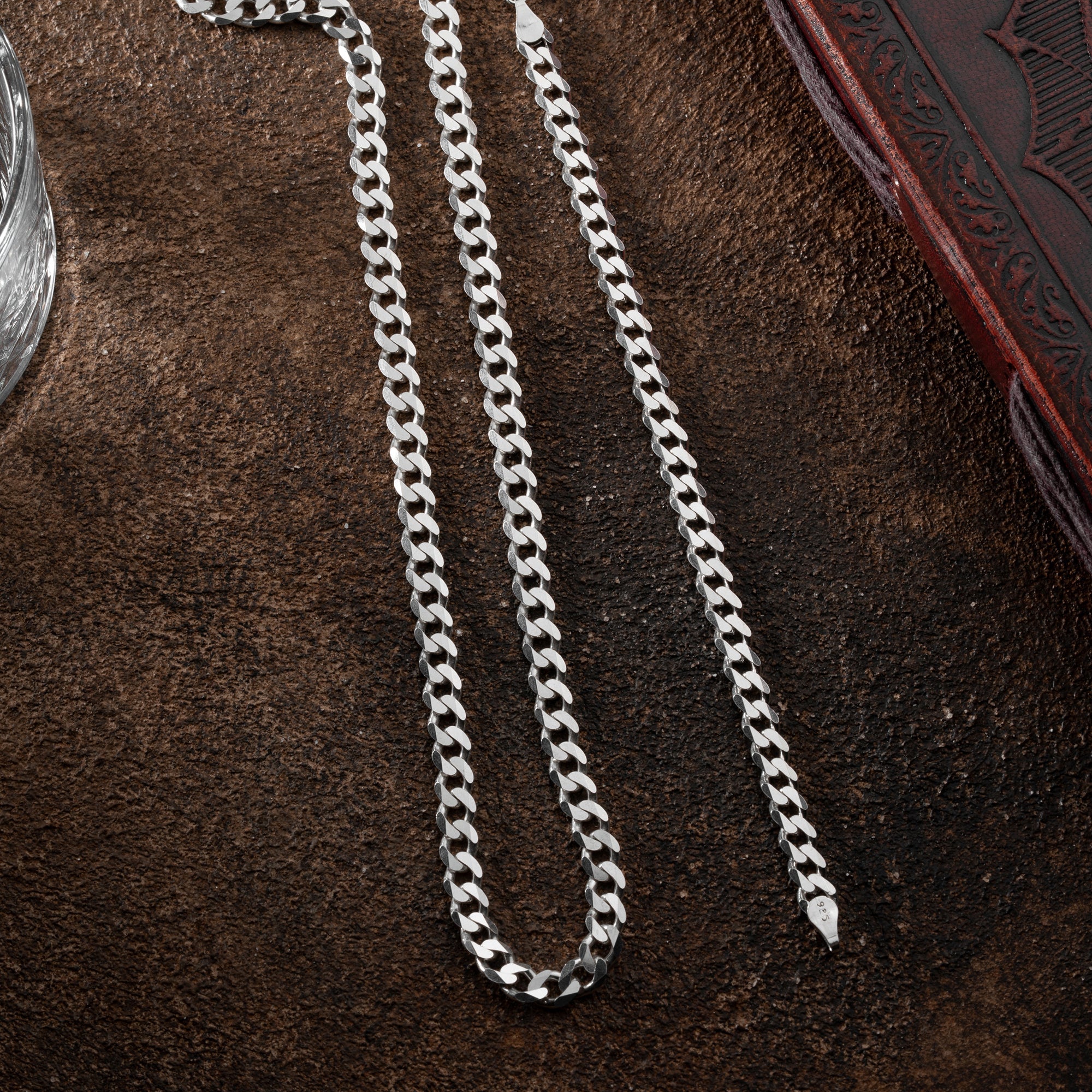925 Silber Panzer Kette Set von Ketten Boss, glänzende, robuste Halskette mit glatten Panzer-Gliedern, elegantes Schmuckstück