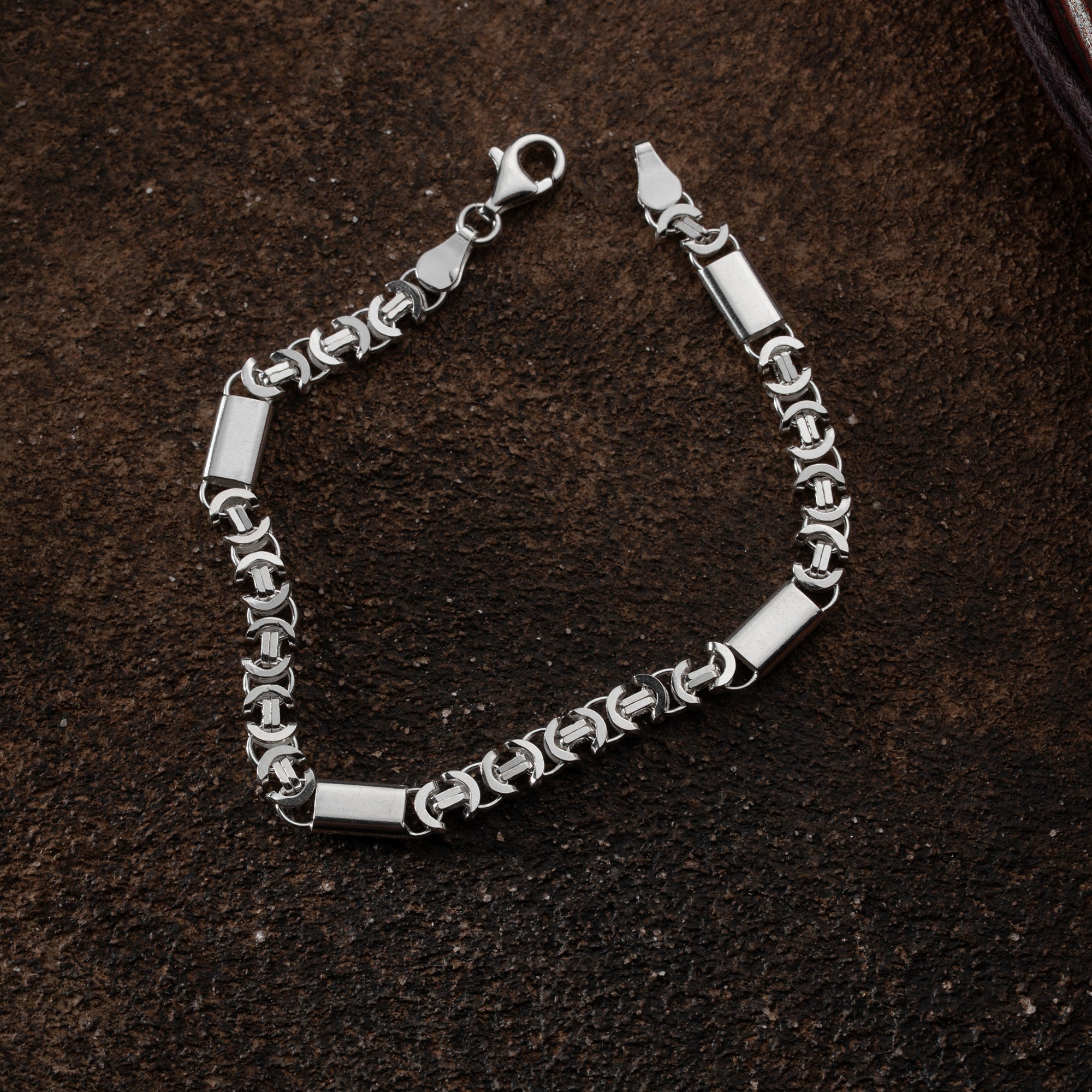 Flaches 5mm Königskettenarmband aus 925 Silber von Ketten Boss, detailreiche Silberarmband mit glatter Oberfläche