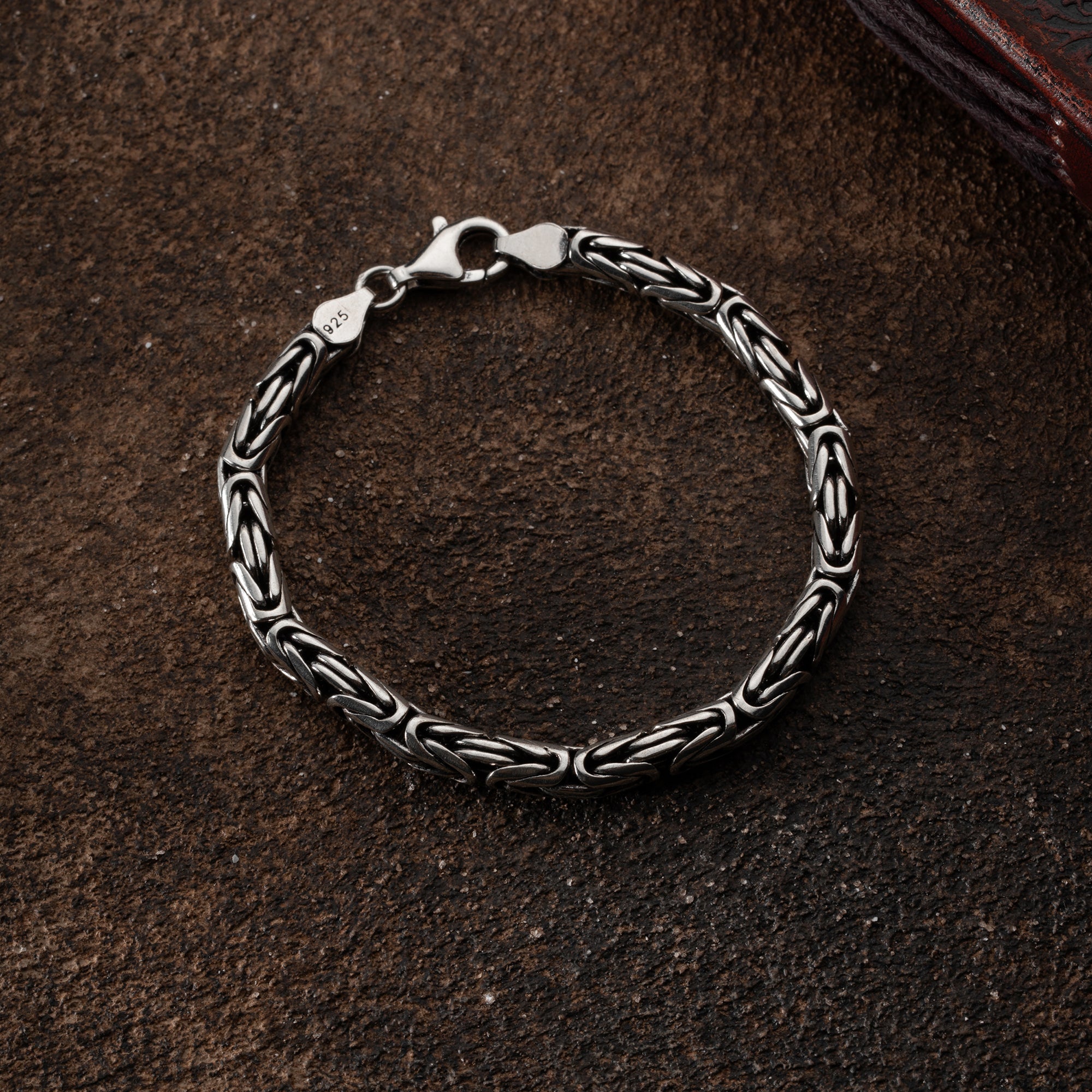 Oval oxidiertes Silberarmband 5mm von Ketten Boss, handgefertigtes 925er Silberarmband mit eleganter Optik