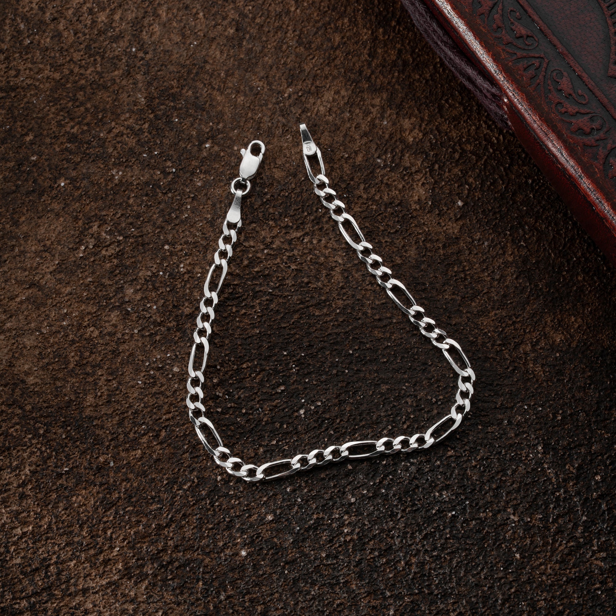 Grobes BIG FIGARO Armband aus 925 Silber von Ketten Boss, detaillierte Silberarmband mit figaro Gliedern, modisches Schmuckstück