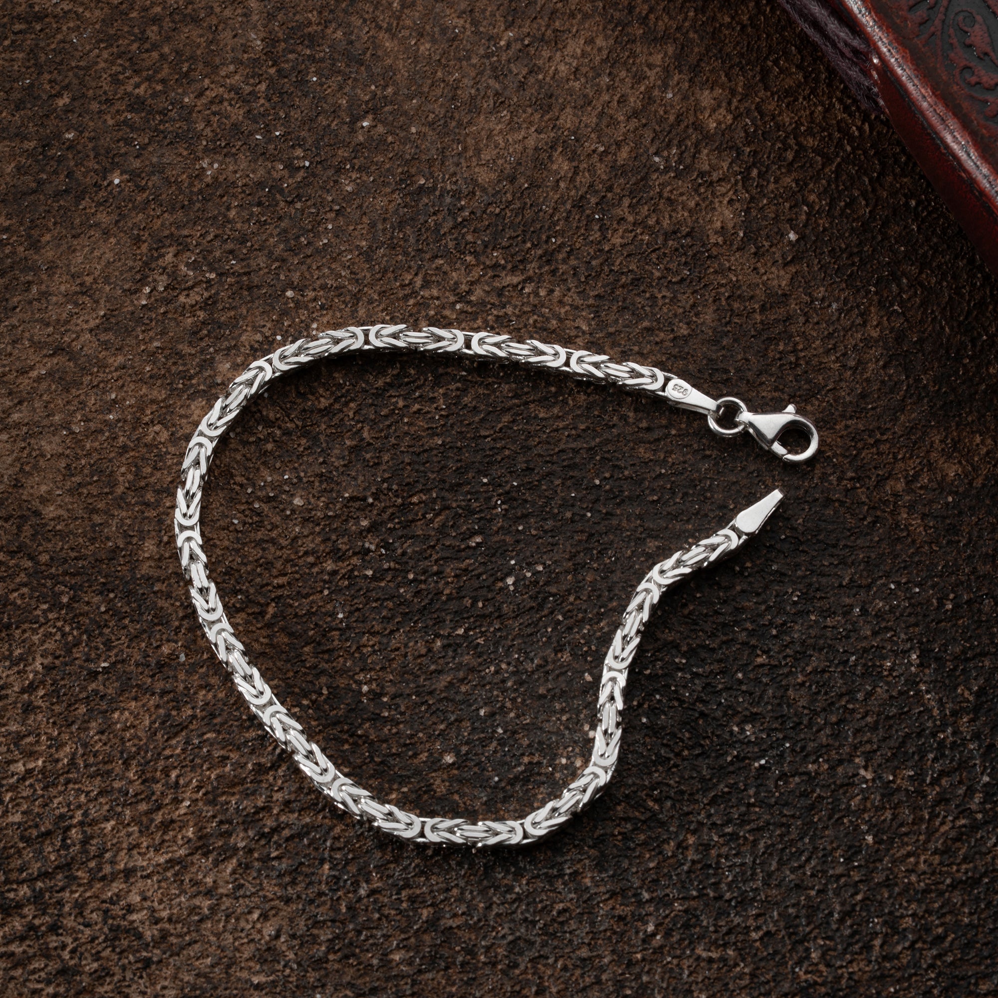 Massives vierkantiges Armband aus 925er Silber mit 3mm Breite, langlebiges Schmuckstück von Ketten Boss