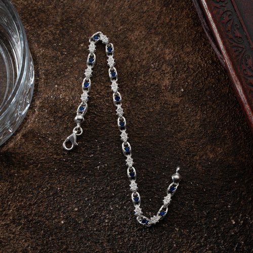 Anker Blue Diamond Armband 5mm aus 925 Silber, glänzendes Schmuckstück mit blauen Diamanten, von Ketten Boss.