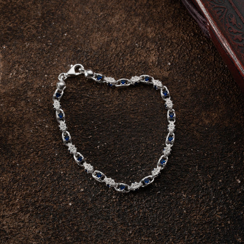 Anker Blue Diamond Armband 5mm aus 925 Silber, elegante Schmuckschmuckstück mit blauen Diamanten, von Ketten Boss.