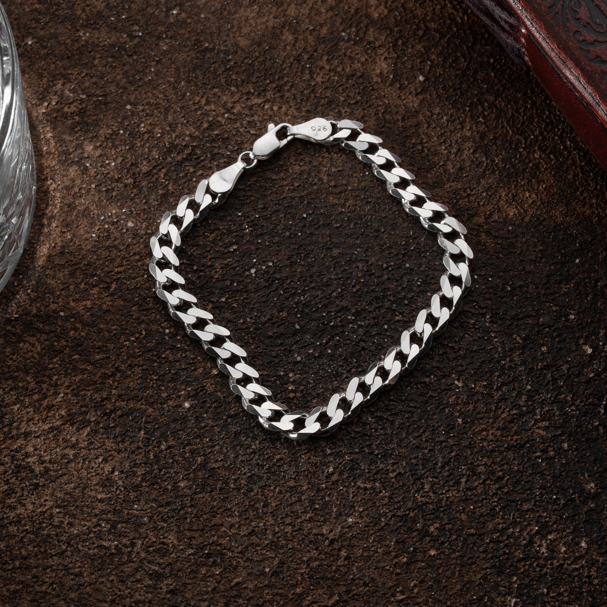 Silbernes PANZER ARMBAND 5mm von Ketten Boss, 925er Silber, detaillierte Kettenglieder, robustes Armband für Herren