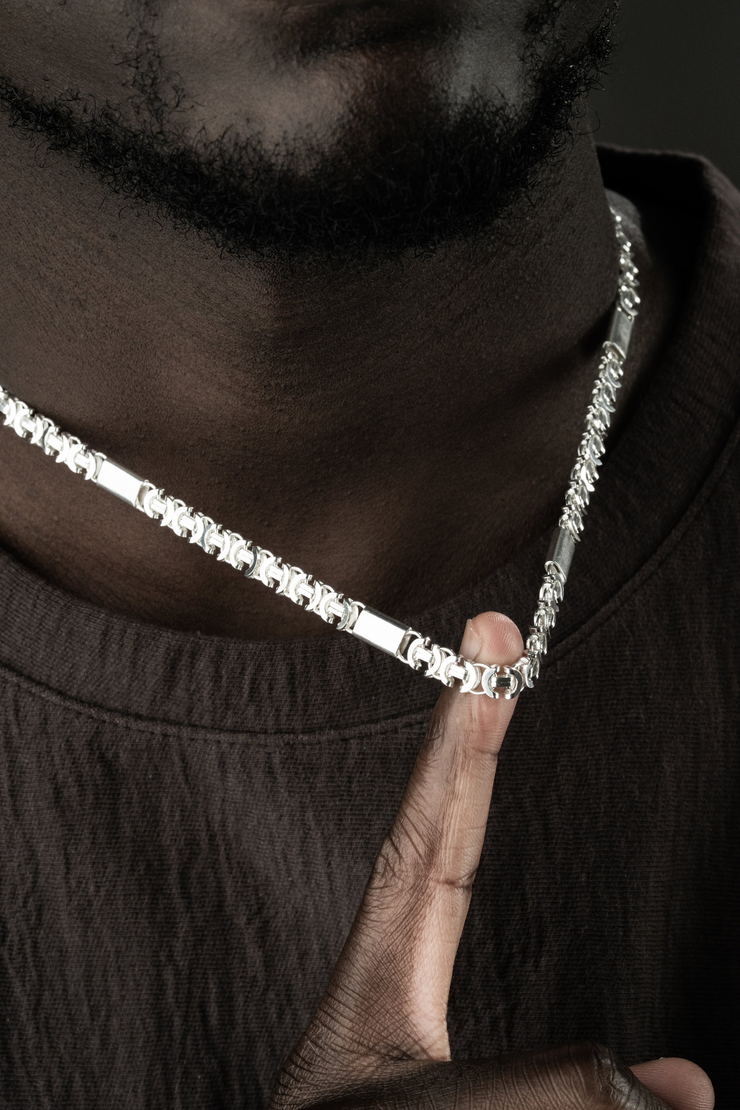 925 Silber Plattenkönigskette Flach Set 6 mm von Ketten Boss, elegante Kette mit flacher Gliederung, schimmerndes Silber