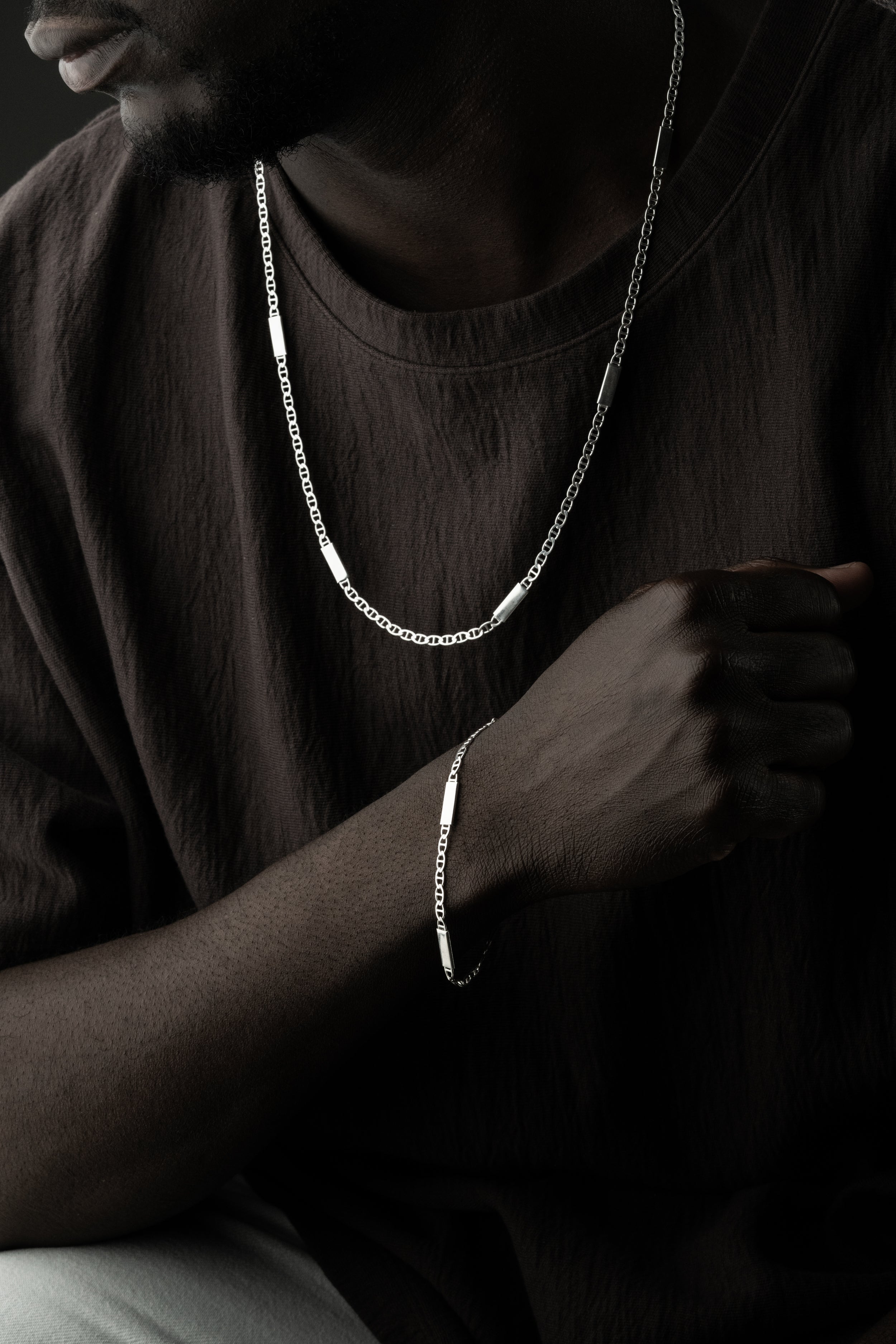 925 Silber Platten Cuban Link Ketten-Set von Ketten Boss, glänzende, dicke Halsketten mit kubanischem Gliederdesign.