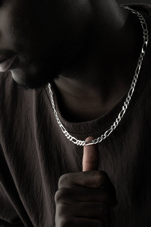 Große Figaro-Halskette aus 925 Silber, dicke, glänzende Kette mit großem Knoten, von Ketten Boss