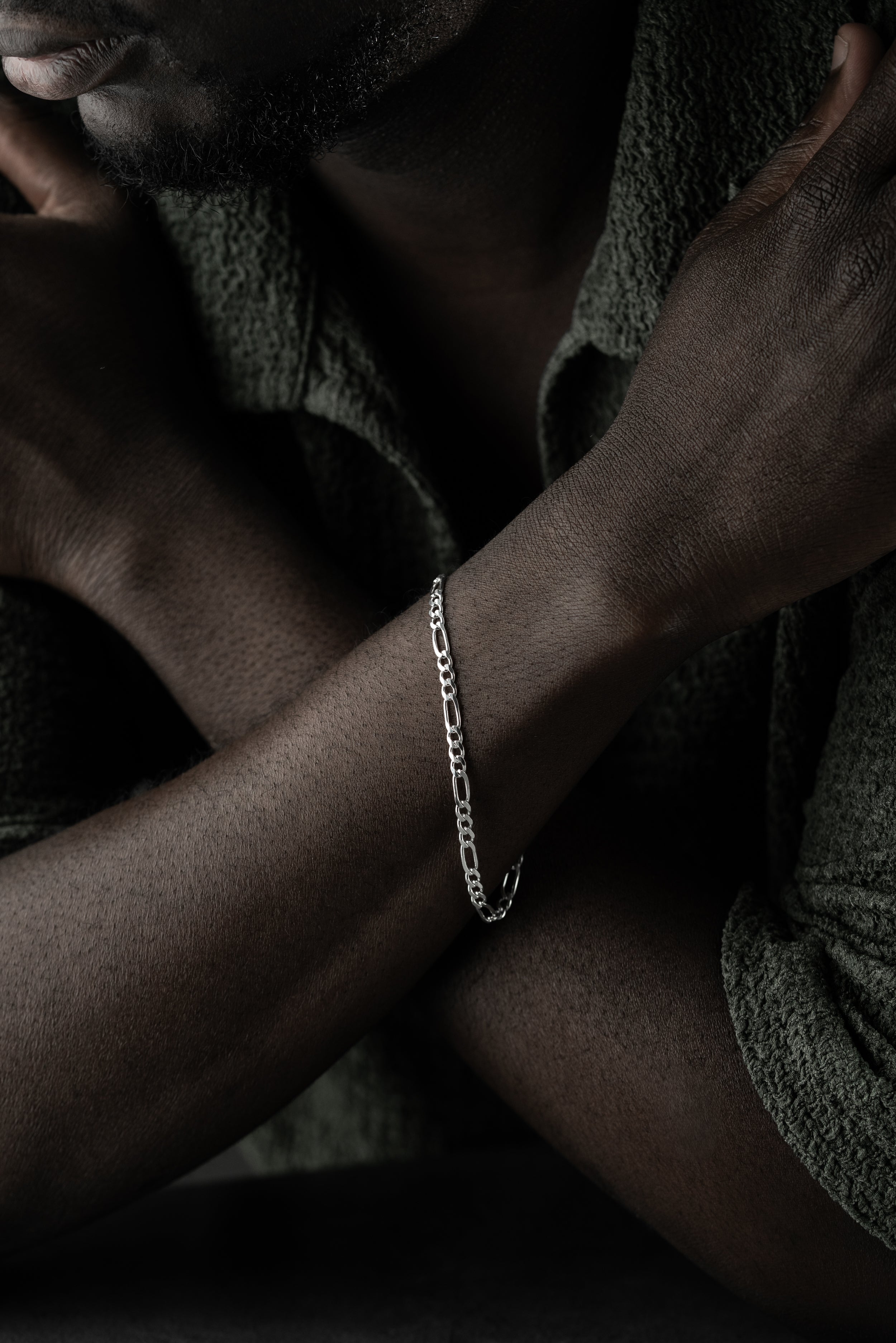Grobes BIG FIGARO Armband aus 925 Silber, Ketten Boss, zeigt detaillierte Glieder und polierte Oberfläche