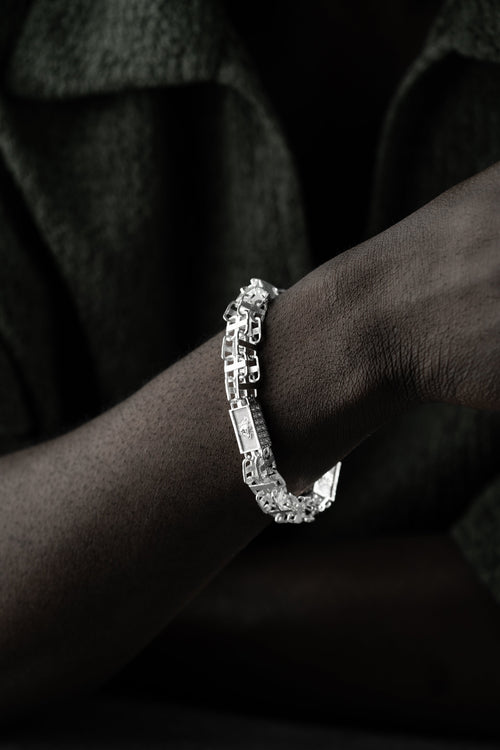 Grobes BIG Käfig Armband aus 925 Silber von Ketten Boss, detaillierte metallische Struktur, handgefertigt, elegantes Schmuckstück